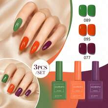 3pcs 15ml Gel Nail Polish Set, Matching Color Bottles, Glossy 3 Color Gel For Women, DIY Nail Art & Home Manicure, Spring Summer Fall Winter Nails, All-Season Nail Color Collection For Daily Use, At-Home Manicure And Nail Styling - Multicolor - View 4