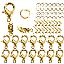 80pcs Lobster Clasp/Bag Clasp/Jump Ring Combination Set, Includes 20pcs Lobster Clasp, 20pcs Bag Clasp And 40pcs Jump Ring, Suitable For Jewelry Making, Beading, Spacer Connector, Necklace Closure - Lobster Clasp & Button & Jump Ring - View 5