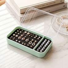 1pc Large Capacity Dust-Proof Portable Jewelry Box Earring Storage Organizer Box - Multicolor - View 6