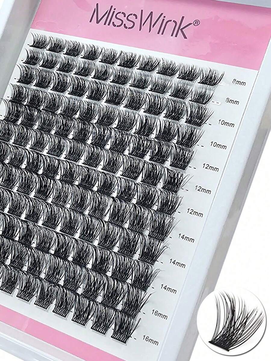 Blandade fransförlängningar för självapplicering, blandade längder, böjda kluster, voluminösa och lockiga, anpassningsbara, personliga fransförlängningar, lämpliga för daglig makeup eller festbruk - D - Visa 1