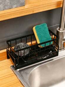 Minimalist Automatic Tilting Drain Tray Sink Organizer Rack, Suitable For Women, Men And Home Cooks, Dish Drying Rack, Can Hold Sponge, Brush And Soap, Essential Minimalist Kitchen Home Storage Accessory - Multicolor - View 5