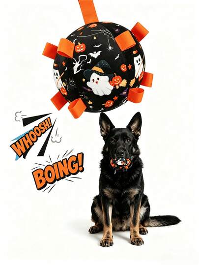 Bola Kunyah Anjing, Kain Lembut, Dicetak dengan Pola Hantu dan yang Menakutkan, dengan Tali Tarik, Mainan Lempar dan Tangkap Interaktif, Mainan Lembut, Cocok untuk Anjing Kecil dan Sedang Tanpa Tepi Keras, Mainan Hewan Peliharaan, Mainan Anjing, Perlengkapan Anjing, Aksesori Anjing, Makanan Anjing,