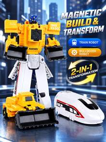 Juguete de modelo mecha de vehículo de ingeniería con deslizamiento por inercia y transformación por colisión magnética para niños, regalo festivo - Multicolor - Ver 13
