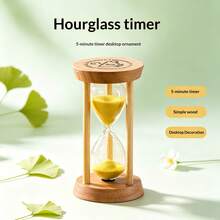 Round Wooden 5-Minute Timer, Multiple Sand Colors Available! Solid Wood Frame With High-Transparency Glass, Compact And Portable, Space-Saving, Perfect For Brushing Teeth, Study Self-Discipline Timing, Gentle Healing Desktop Decor, Anti-Drop Durable And Stylish - Multicolor - View 4