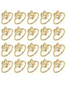 1pc/5pcs/10pcs/12pcs Reusable Gold-Plated Alloy Napkin Rings: Smooth Edges, Easy To Clean, Suitable For Weddings, Parties, Celebrations And Holiday Dinners - Multicolor - View 5