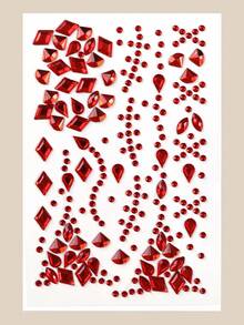 STARTTOOS Halloween Red Multi-Particle 3D Realistic Blood Stain Square Water Drop Geometric Face Rhinestone Stickers, Holiday Gift DIY Music Festival Party Face & Body Decoration - Multicolor - View 10