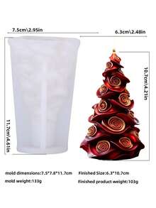 Christmas Tree Silicone Candle Mold - Reusable Spiral Floral PETEPETE DIY Design, Holiday Decoration, Wedding, Party, Resin Crafts, Plaster Casting - Detailed Craftsmanship - Christmas Tree Mold - View 10