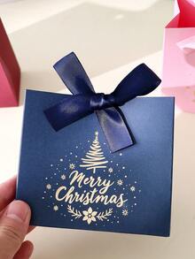 10pcs Christmas Gift Boxes With Ribbons, Festive "Merry Christmas" Design, Suitable For Personal Or Commercial Use, Elegant Wedding Gift Boxes, Perfect For Birthday And Holiday Decor, Party Favors, Christmas, Wedding And Valentine's Day - View 10