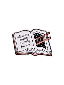 1pc Literary Book Lover Style Zinc Alloy Enamel Starry Sky Book Page Quote Brooch, Women's Daily Backpack & Jacket Decoration Gift - Multicolor - View 8