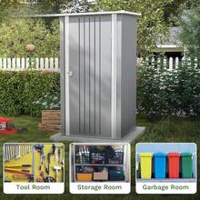 Cobertizo de Almacenamiento de Metal Gris 98.6x95.3x160.5 cm| Cobertizo Exterior de 3x3 Pies para Herramientas de Jardín| con Techo Inclinado y Puerta con Cerradura Individual| Fácil de Armar - Gris - Ver 4