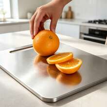 3pcs/1pc Premium Stainless Steel Double-Sided Cutting Board, Convenient Kitchen Double-Sided Stainless Steel Cutting Board, Suitable For Meat, Fruit And Vegetable Kitchen Cutting Board, Thickened Anti-Mold, Suitable For Home And Restaurant Use, Easy To Clean With Water, Essential Kitchen Tool For Home Cooks And Cooking Enthusiasts, Used For Cutting Meat, Cheese, Bread, Vegetables And Fruit, Suitable For Home, Dorm, Kitchen Tools, Suitable As Home Gift, Christmas Or Back To School Gift. - Silver - View 4