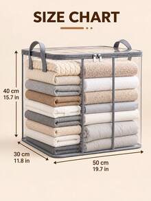 Transparent PVC Clothing Storage Box, Transparent Storage Box With Zipper, Foldable Clothing Storage Container With Gray Handle, Wardrobe Storage Bag For Blankets, Quilts, Bedding, Ideal Choice For Bedroom Wardrobeshalloween Dealsclothes Organizer - Multicolor - View 10