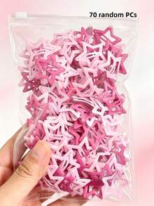 30/70/160Pcs Glitter Star BB Hair Clips, Two-Tone Pink, 3D Star Shape, Non-Slip Strong Grip, No Hurt Hair, Girls Cute Side Bangs Barrettes - Hot Pink - View 7