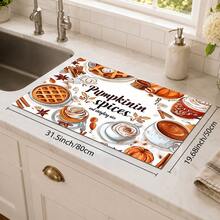 1pc Pumpkin Spice Autumn Kitchen Table Mat, Coffee Waffle Cinnamon Dessert Print Placemat, Pumpkin Spice Table Mat, Thanksgiving Coffee Countertop Mat, Autumn Kitchen Dining Room Tabletop Home Decor - Multicolor - View 13