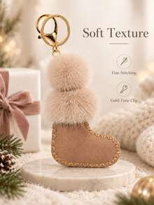 Autumn/Winter New Cute Fashion Personalized Pom Pom Christmas Sock Pendant Mini Boots Charm Fashion Versatile Keychain Designer Style Suitable For Girls Gift - Multicolor - View 8