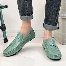 Men's Casual Handmade Soft Leather Soft Sole Brogue Style Tassel Driving Shoes Spring Summer Gentleman Plus Size Colorful Loafers - Light Green - View 14