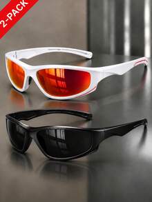 2pcs Unisex Fashion Glasses, Oversized Frame Design, Streamlined Wide Temple, Travel, Daily Wear - Multicolor - View 2
