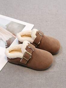 Shu Rui Cute Winter Thickened Children's Slippers, Slip-On Warm Comfortable Home Shoes, Indoor/Outdoor Daily Versatile Flat Casual Shoes - Grey - View 2