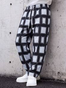 MAISONFOX Men's Loose Wide Leg Sweatpants,Men's Sports Long Pants,Gingham Pattern With Drawstring Detail,Suitable For Daily Wear, Sports And Other Occasions - Multicolor - View 11