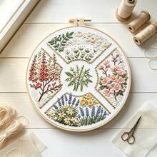 Fresh Four Seasons Floral & Fruit Embroidery Kit, Beginner DIY Material Pack, 2 Styles Available, Healing Home Decor, Bedroom Desk Ornament, Gift For Best Friend, Includes Embroidery Hoop + Instruction Manual - Multicolor - View 8