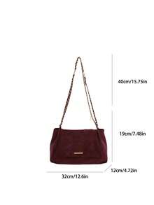 Autumn/Winter New Burgundy PU Material Women's Shoulder Bag, Exquisite Vintage Color Adjustable Chain Strap Shoulder Bag/Crossbody Bag - Burgundy - View 6