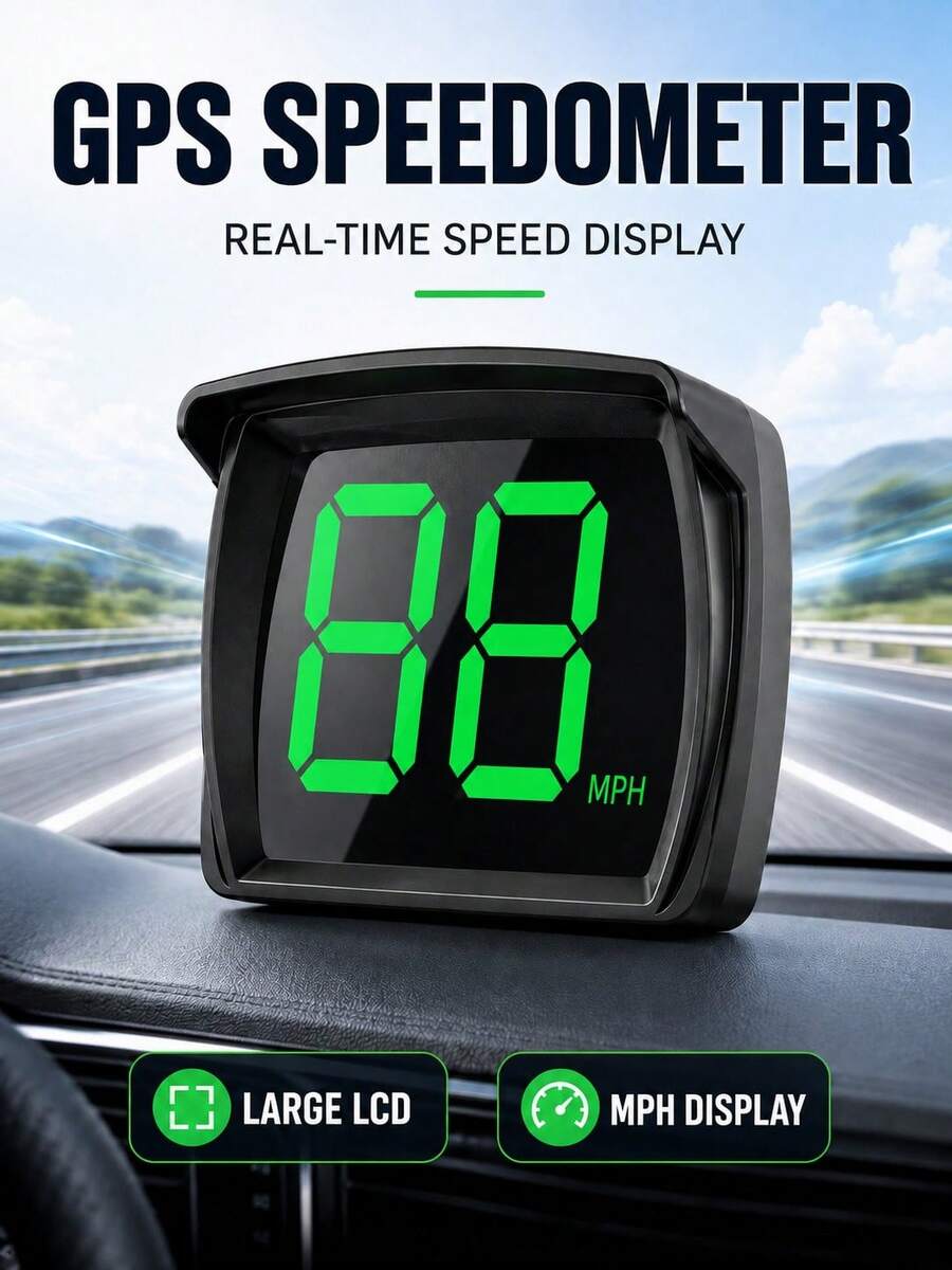 This New Car Head-Up Display Uses High-Definition LED Technology To Accurately Display Vehicle Speed. It Features A Built-In Sunshade, Supports USB Power, And Has High Cost-Effectiveness, Compact Design, And Easy Installation, Making It Suitable For A Wide Range Of Car Models. It Can Serve As A Car Speed Indicator System With A Clean And Smooth Display, A Minimalist Dashboard Design, And Reliable Performance, Making It A Digital Speedometer Suitable For Car Accessories, Car Enthusiasts, And Car Upgrades. - MPH - View 1