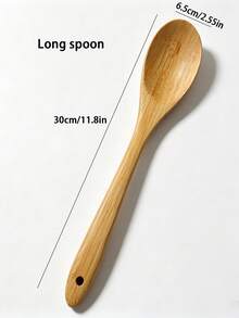 1/4pcs Bamboo Spatula For Non-Stick Cookware, Bamboo Cooking Utensils, Stir-Fry Spatula, Rice Spoon, Kitchen Utensils - Mustard Yellow - View 4