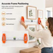 1pc Picture Hanging Tool With Level, Multi-Function Frame Hanging Ruler, Photo, Painting, Mirror Wall Installation Positioning Guide, Home Decor Installation Assistant - C - View 3