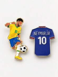 FIFA 8pcs Football Player & Jersey Brooch Set, Messi, Ronaldo, Neymar, Haaland Zinc Alloy Metal Lapel Pin Set, Suitable For Backpack, Jacket, Clothing, Bag, Football Fan Gift - Multicolor - View 8