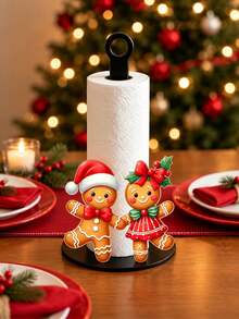 Gingerbread Man Tabletop Standing Paper Towel Holder, Kitchen Paper Towel Rack, Home Party Decoration And Storage Paper Towel Holder, Lightweight And Affordable, Suitable For Kitchen, Bathroom, Toilet, Dining Room, Living Room, Bedroom, Suitable For Various Holiday Decorations (Paper Towels Not Included) - Multicolor - View 1