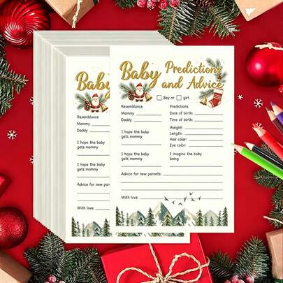 10/30 Piezas Tarjetas de Predicción para Baby Shower Adecuadas para Eventos Festivos - Consejos para Futuros Padres, Juegos de Fiesta para Navidad, Suministros para Actividades de Predicción