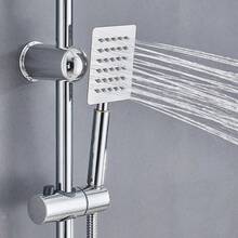Bathroom Shower Kit Twin Head Square Fixed Head Riser Rail Bath Mixer Tap Set - 26Q-WIN-UK-LYQ-YSFD - View 7
