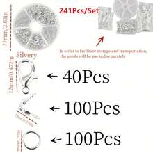 240pcs DIY Jewelry Findings Connector Set With 6-Compartment Box (Lobster Clasp, Jump Rings, Crimp Beads) Suitable For Jewelry Making, Bracelets, Necklaces, Anklets, Open Jump Rings, Beaded Connector, Bag Charms, Jewelry Accessories And Other Handmade Craft Materials - Lobster Clasp & Button & Jump Ring - View 13