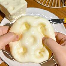 Extra Large Giant Cheese Slow Rebound Stress Relief Squeeze Toy, Cheese Squishy, Squishy Dumpling, Fidget, Squishy - Multicolor - View 3