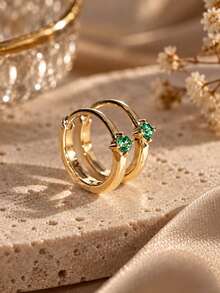 FOREVER QUEEN 1PC 925 Sterling Silver Nose Hoop Ring, CZ Cartilage Hoop Earring, Small Thin Nostril Piercing Jewelry, Colorful Birthstone Crystal Nose Piercing Gift - Single - View 4