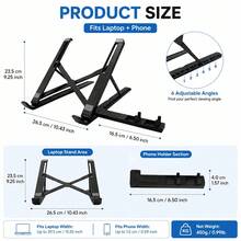 3-In-1 Laptop, Tablet And Mobile Phone Stand, 360° Rotatable And Foldable Desktop Stand, Multi-Angle Adjustable, Lightweight And Portable Stand, Compatible With Smartphones, Tablets And Laptops - View 2