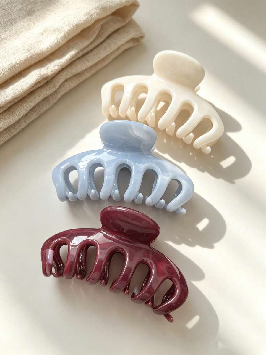 Jepit Rambut Kasual Warna Polos dari Plastik ABS (Resin ABS) - MultiWarna - View 1