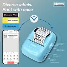 Printer Label Marklife P50 - Printer Label Termal, Mesin Label Portabel, Cocok untuk Produk, Alamat, Stiker, Keperluan Rumah dan DIY, Kompatibel dengan Sistem Android, iOS, dan Windows, Dilengkapi dengan 1 Gulungan Stiker Putih Bulat 50mm - Mint Blue - View 8