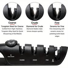 1pc Adjustable 4-In-1 Knife Sharpener,Fast And Efficient Kitchen Knife Sharpening Tool,Multi-Function Whetstone Kitchen Tool-Suitable For All Kitchen Knives,Easy To Use For Both Home Chefs And Professional Chefs - Black - View 3