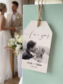 Customizable Photo Gift Tags With Jute Twine, Suitable For Wedding Favors, Bridal Shower, Anniversary, Party Decor And Holiday Gift Wrapping - Multicolor - View 9