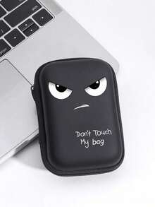 Bag-In-Bag Organizer Pouch, Cartoon Creative Data Cable Storage Bag, Phone Charger, Earphones, USB Drive, Portable Storage Box, Coin Purse, Bluetooth Earbuds, EVA Storage Bag - Black - View 7