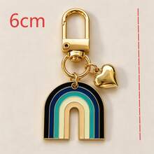 1pc/3pcs/4pcs Unisex Alloy Rainbow Oil Drop Pendant, Gold 3D Heart Charm Keychain, Minimalist Bag Pendant Wallet Accessory - Multicolor - View 13
