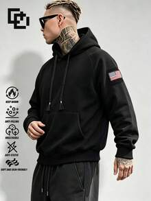 Men's Autumn/Winter Fleece Sweatshirt, Fashion Casual Warm Top - Black - View 1