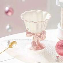High-Value Bowknot Ceramic High Foot Goblet, Ice Cream Jelly Cup, Champagne Sweet Wine Cocktail Coffee Cup, Festival Gift Tableware - Multicolor - View 11
