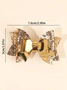 2pcs/4pcs Shiny Gold&Silver Hair Clips For Kids Girls, Sparkling Charming Bow Hair Clips,Girls Party Gift,Holiday Party Clips,Daily,Vacation - Multicolor - View 5