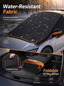 Practical Car Windshield Snow Cover With Rearview Mirror Pocket And Fixing Straps, Prevents Frost And Ice Buildup, Blocks Snow And Cold, Foldable Car Windshield Protector, Suitable For Sedan, SUV, MPV, For Winter Outdoor Parking, Cold Weather And Snowy Days - Multicolor - View 7