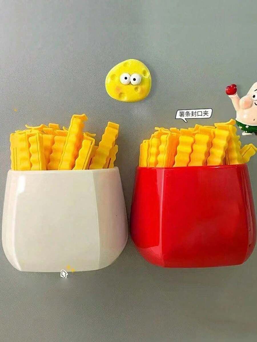 1/6/12/24pcs French Fries Shaped Food Sealing Clips, Creative Wavy Fries Design, Suitable For Bag Sealing, Kitchen Storage, Combining Aesthetics And Practicality Kitchen Gadget - French Fry Tongs - View 1