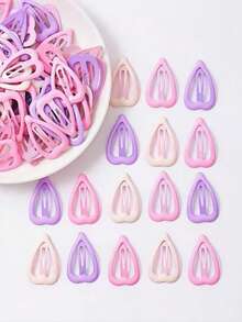 10/30/60pcs/Set Sweet Pink & Purple Heart Hair Clips, Cute Hair Accessories - Suitable For Women's Daily Use, Random Colors - Multicolor - View 2