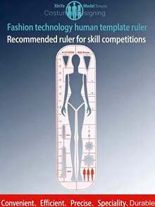1pc Fashion Design Ruler, Clothing Design Human Body Template Ruler, Design Specialized Tool, Women's Wear Design Dynamic Human Body Ruler, Sketch Model Effect Template, Creative Transparent Acrylic Ruler, Paired With Minimalist Scale Plastic Drafting Ruler - Single Piece - View 2