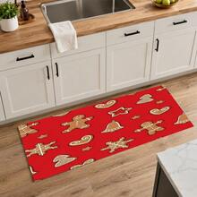 1pc Christmas Gingerbread Man Snowflake Bell Print Kitchen Table Mat, Red Christmas Tablecloth Coffee Machine Countertop Mat, Winter Holiday Party Restaurant Tabletop Decor Drain Mat, Home Kitchen Christmas Decoration - Multicolor - View 12